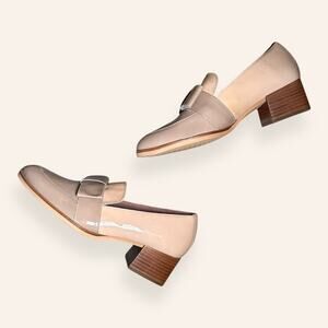 Classic Beige Block Heel Loafers - Women's Flats & Loafers